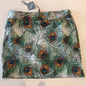 Photographic peacock feather skort